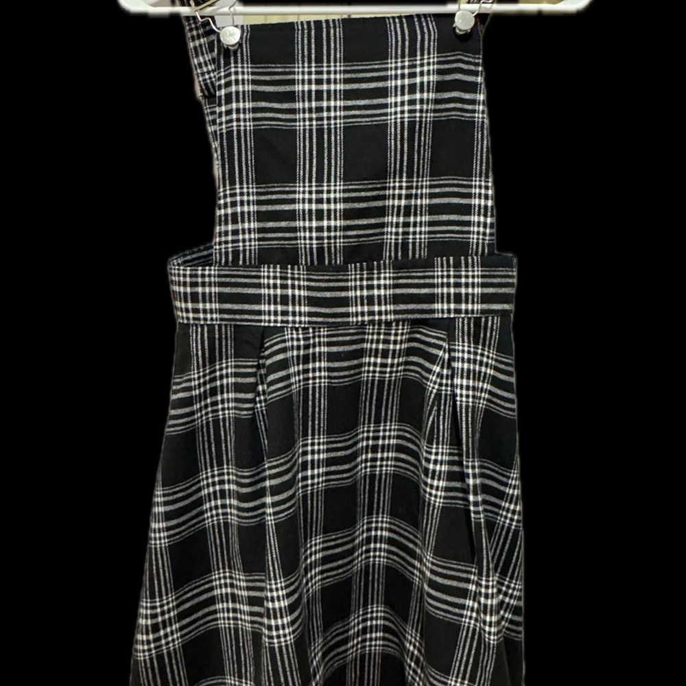 Black and White Fit and Flare Plaid Dress